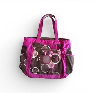 Jansport Vintage Pink and Brown Circle Pattern Tote